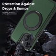 thumbnail image 6 of 3-in-1 [Magnetic+KickStand+Ring Holder] for iPhone 13 PU Leather Case, Compatible with MagSafe, Invisible 360° Rotatable Ring Stand Shockproof Protective Magnetic Cover,Darkgreen, 6 of 7