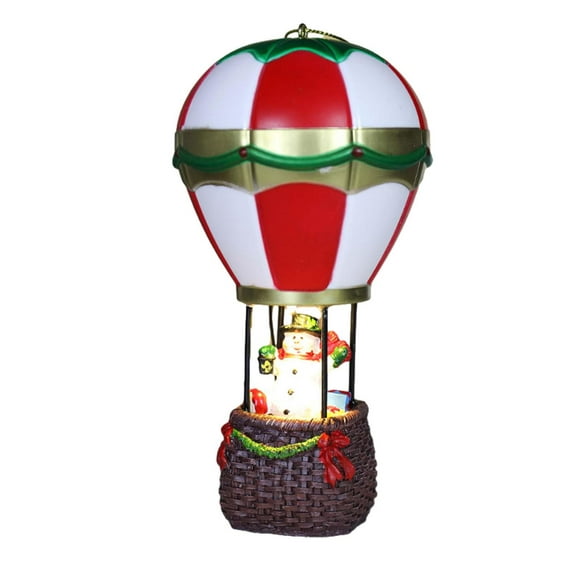 Lighted Christmas Figurine Sculpture Landscape Hot Air Balloon Statue Table Decorations for Winter Shelf Indoor Kitchen Home Snowman
