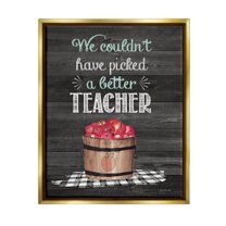 Stupell Couldn't Have Picked A Better Teacher Apples Food & Beverage Painting Gold Floater Framed Art Print Wall Art