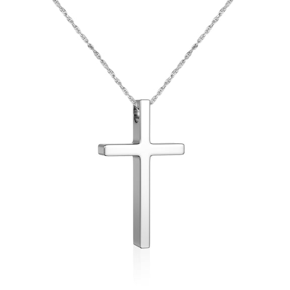 Cross Necklace for Women, Silver/Black/Gold Stainless Steel Simple Cross Pendant Necklace with Shiny Double-Line Chain christian Flag Stainless Steel Cross Necklace gift