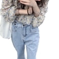 thumbnail image 2 of Tops de mujer, camisa con volantes florales, camisa de gasa con volantes, camisa con cuello redondo con volantes, materiales de la mejor calidad, 2 of 9