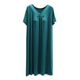 thumbnail image 4 of HomeGardon,Nightgowns for Women Sleepwear,Fashion Women Summer Solid Color V-Neck Short Sleeved Pleated Front Dress Nightgown,L-XL, 4 of 5