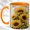 Orange, variant on Stained Glass Style Sunflower Coffee Mug, Botanical Mug, Ceramic 11 oz