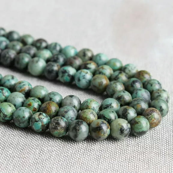 HOOUN 4 6 8 10 12mm Natural African Turquoise Stone Round Strand Beads Jewelry Making-8MM(46PCS)