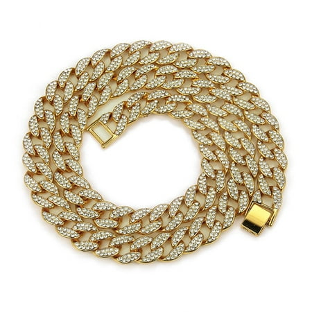 Fancyleo 2019 Men 18K Gold Stainless Steel Chain Diamond Cuban Hip Hop Link Chain Necklace Or (Best Hip Hop Of 2019)