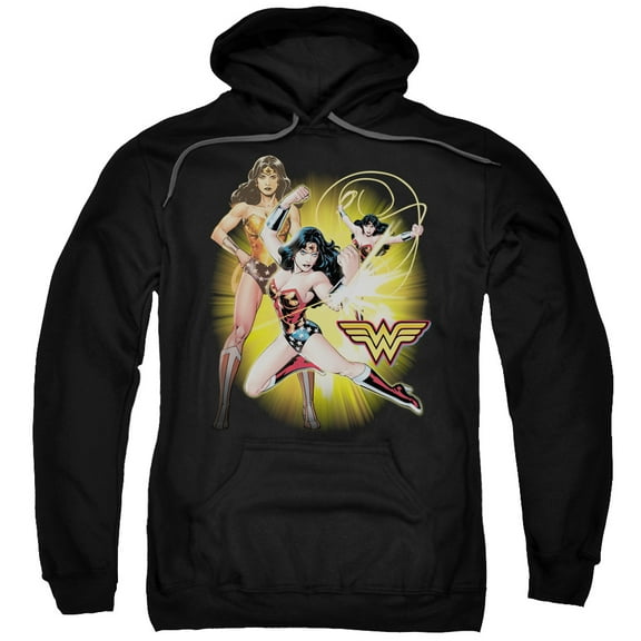 Trevco Jla-Wonder Woman Adult Pull-Over Hoodie- Black - XL