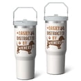 thumbnail image 2 of 1pc Easily Distracted 30oz Tumbler with Straw & Handle - Insulated Stainless Steel Cup | Holiday Gift for Man Women (Christmas, Valentine's, Birthday), 2 of 7