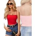 thumbnail image 5 of Ekouaer Womens Camisole Tank Tops Ribbed Square Neck Spaghetti Strap Crop Top Dressy Cute Cami, 5 of 6