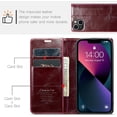 thumbnail image 6 of Leather Case for iPhone 15 Card Slot Folio Flip Wallet Case for iPhone 15 Premium PU Magnetic Kickstand Cover Soft TPU Inner Case Red, 6 of 14