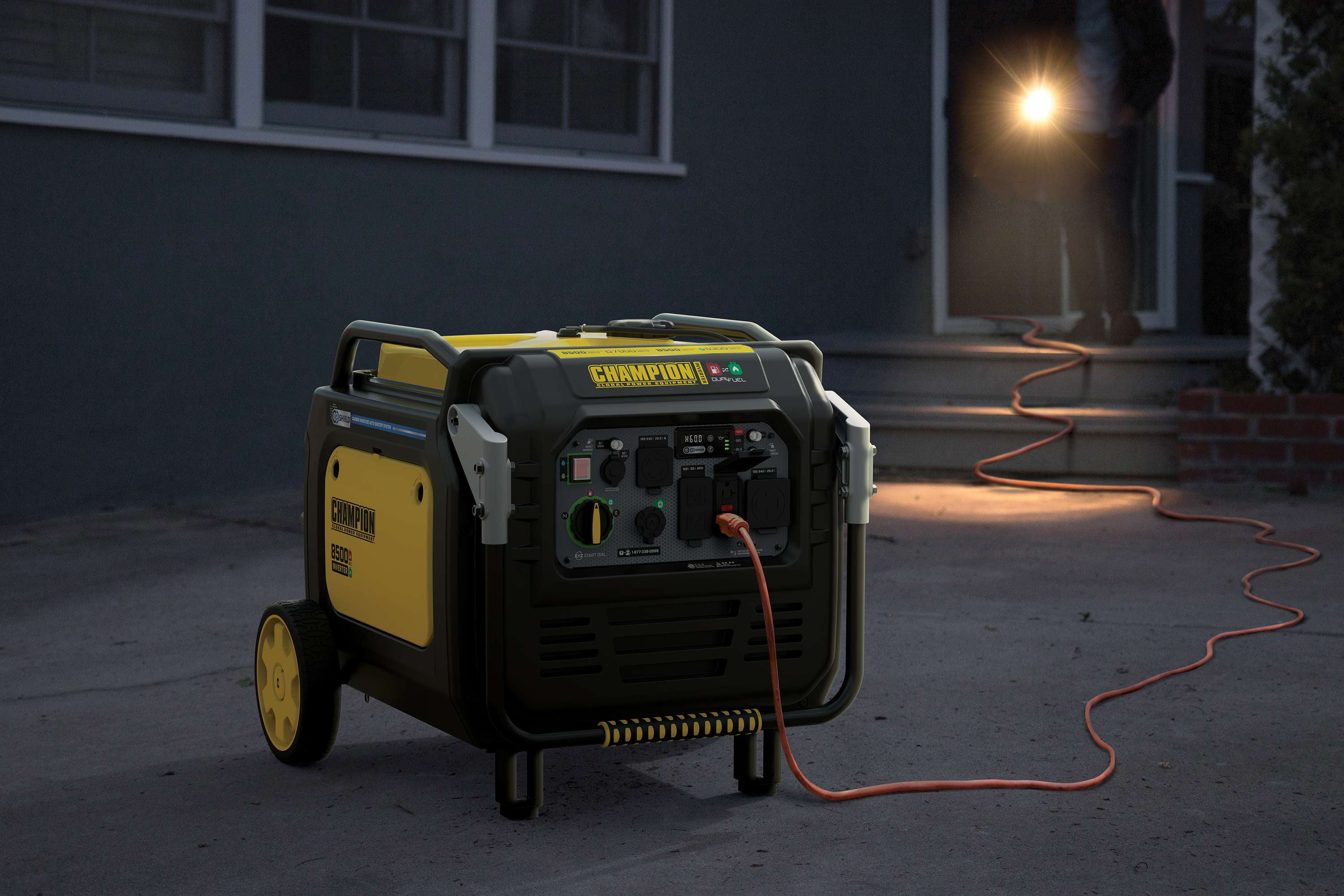 Champion 8500-Watt Electric Start Dual Fuel Home Backup Portable Inverter Generator with Quiet Technology and CO Shield®