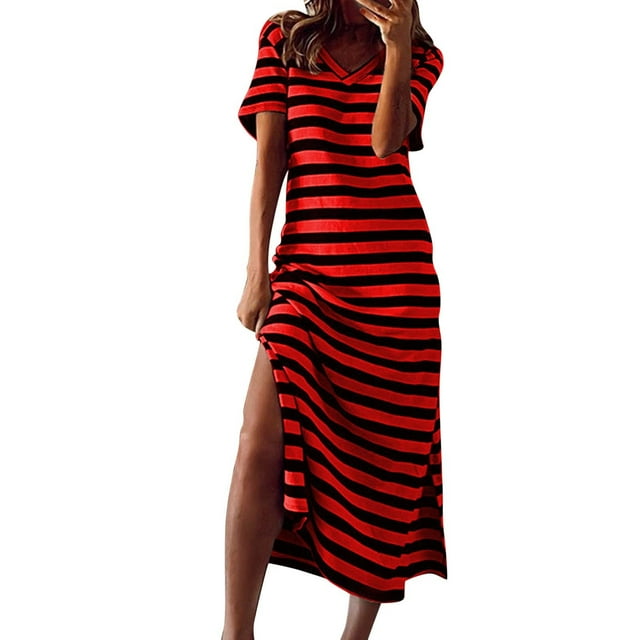 Robe d'Été pour Femmes Aguichant Femmes Mode Été Décontractée à Manches Courtes Col en V Robe Imprimée Robe Ample Robe d'Été Ample pour Femmes Robe d'Été pour Femmes avec Manches