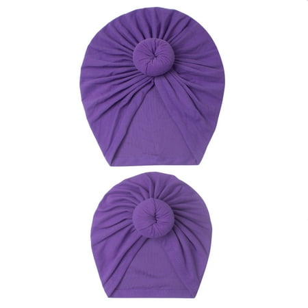 

Kids Caps Womens Baby Hat Set For Family Toddler Baby Boys Girls Cap Beaniess Knotted Elastics Turban Solid Hat For Mom & Baby