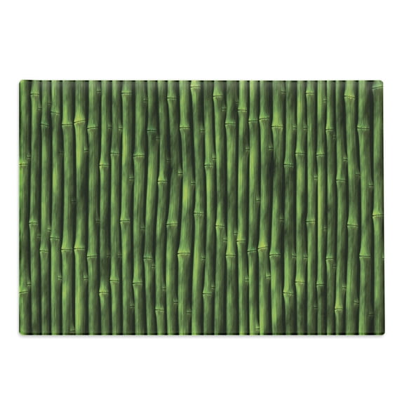 Bamboo Print Cutting Board, Bamboo Stems Pattern Tropical Nature Inspired Background Wildlife Theme, Decorative Tempered Glass Cutting and Serving Board, Large Size, Green, by Ambesonne