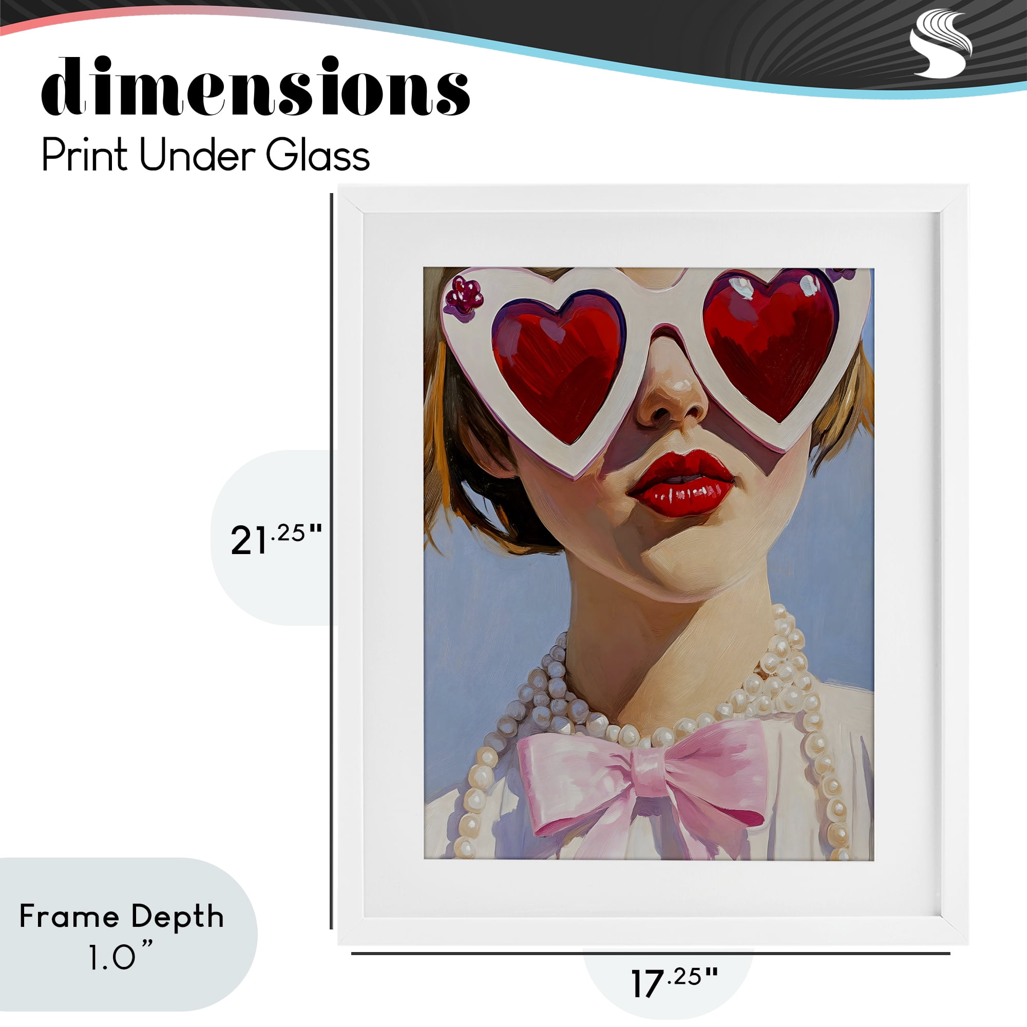 Stupell Industries Romantic Red Heart Glasses White Framed Print Under Glass, design by The Prints Vibe