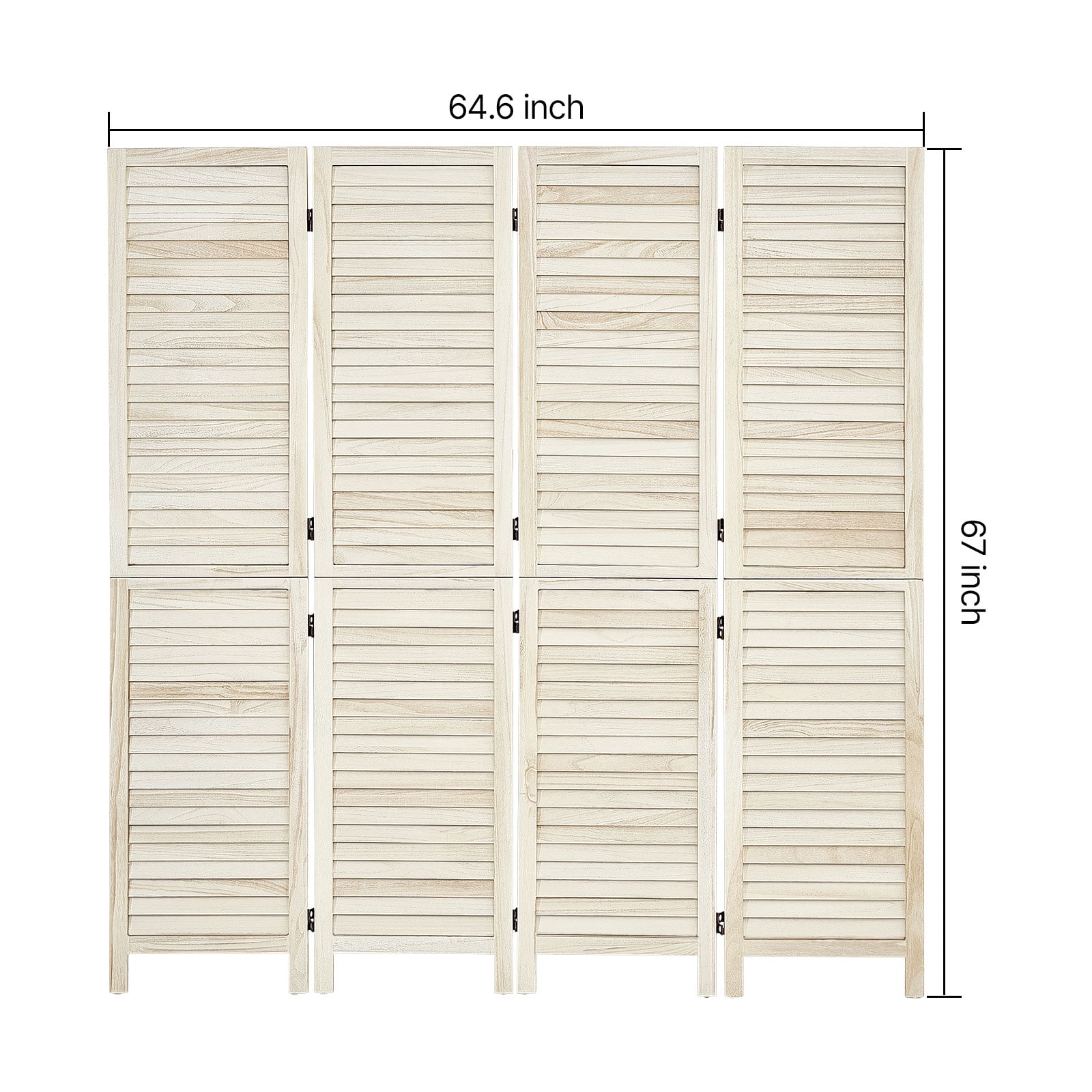 KFFKFF Wood Room Divider with 4 Panels, 67-inch Tall Folding Privacy Screen for Home Decoration and Space Separation, Durable Wooden Frame, 360° Dual-Directional Hinges, Simple Assembly