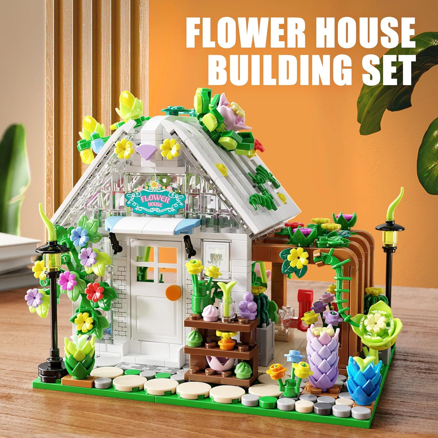 Remocguys Flower House Building Set with LED Compatible with Lego Botanical Garden Toy for Adults Kids 719Pcs