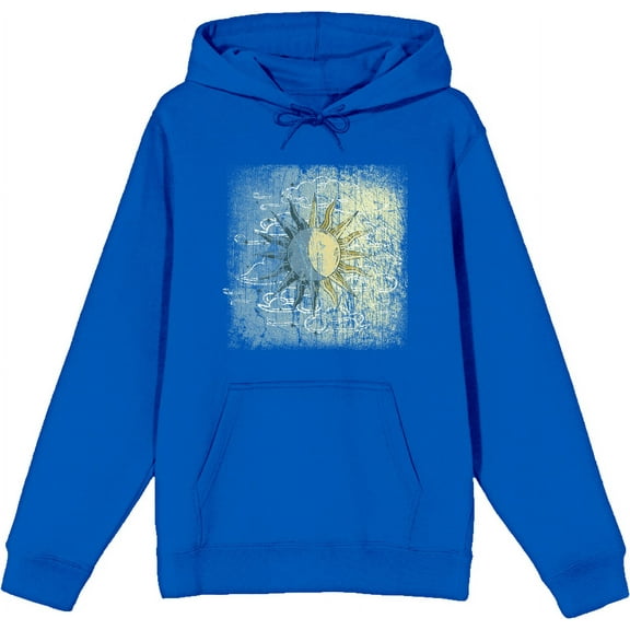 Celestial Tropics Sun Long Sleeve Adult Hooded Sweatshirt-3XL-Blue