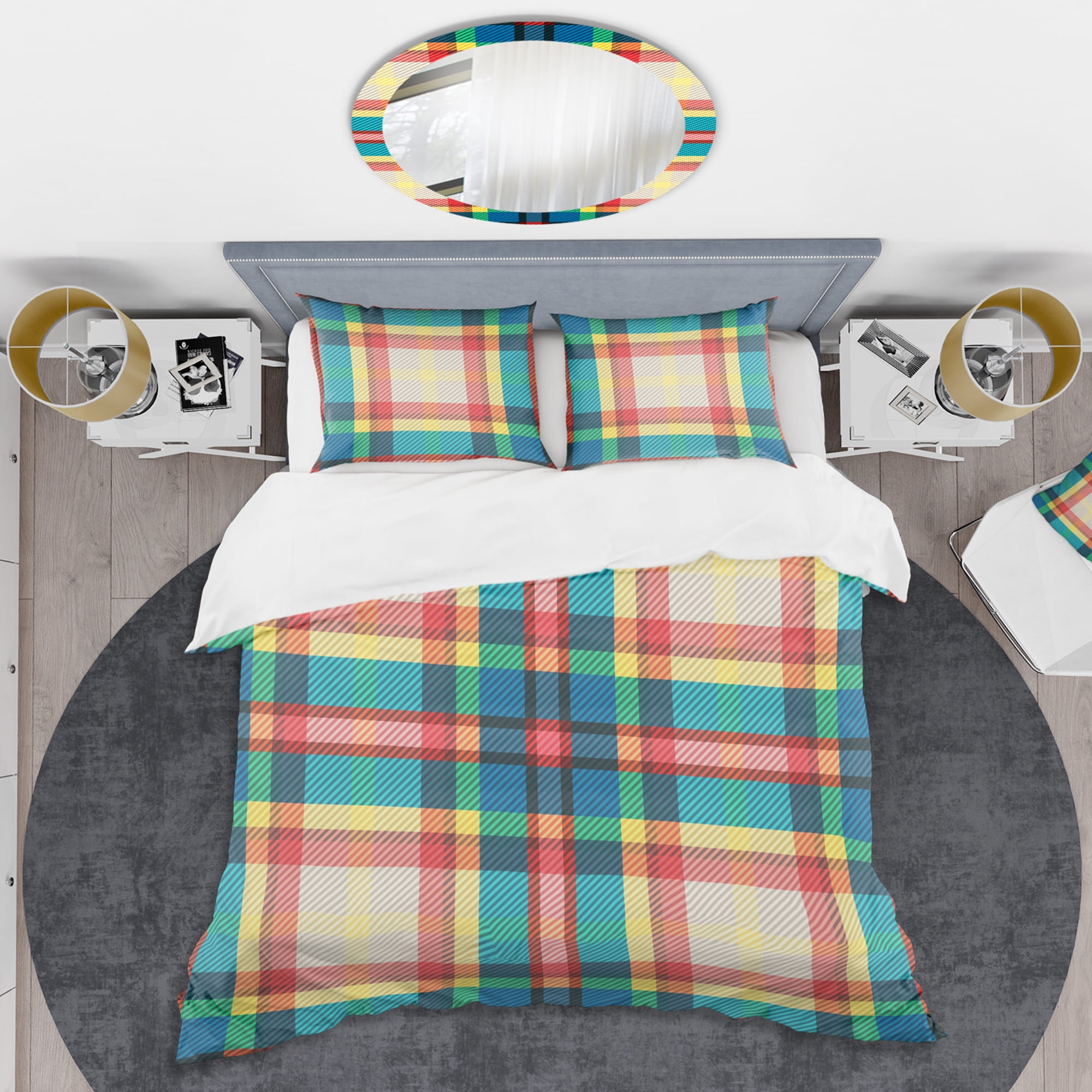 Designart 'Tartan Geometrical Texture III' Mid-Century Modern Duvet Cover Set