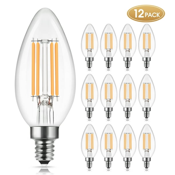 12 Pack E12 Led Candelabra Light Bulbs 60 Watt 600 Lumens 3000k Warm White Dimmable Dusk To Dawn Outdoor Vintage Edison For Chandelier And Scones Com 12 Pack E12 Led Candelabra Light Bulbs, Dusk To Dawn Outdoor Candelabra Light Bulbs
