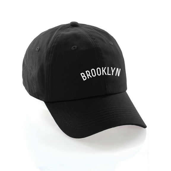 Daxton USA Cities Baseball Dad Hat Cap Cotton Unstructure Low Profile Strapback - Brooklyn Black White