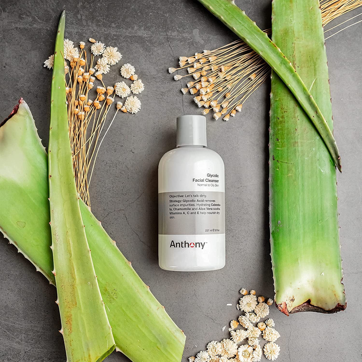 Anthony Glycolic Facial Cleanser 8 Fl Oz, and Anthony Facial Scrub, 8 Fl Oz, Anthony Blue Sea Kelp Body Scrub, 12 Fl Oz, and Anthony Invigorating Rush Hair and Body Wash, 12 Fl Oz.