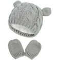 thumbnail image 1 of Conjunto de gorro y manoplas para bebé Gorro de punto para niños Gorro de invierno cálido Gorros con pompón Guantes Gris Xemadio WMCH-113, 1 of 4