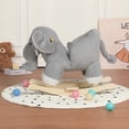 thumbnail image 2 of DIPU-Home Elephant Ride-On Rocking with Lullaby Song, Hand Puppets, Safety Belt, Plush Rocking Horse for Ages 1-3, Interactive Kids Rocker, Gray, 2 of 7