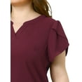 thumbnail image 5 of Agnes Orinda Women's Plus Size Blouses Notched V Neck Short Petal Sleeve Shirts Casual Tops 2X Burgundy, 5 of 6