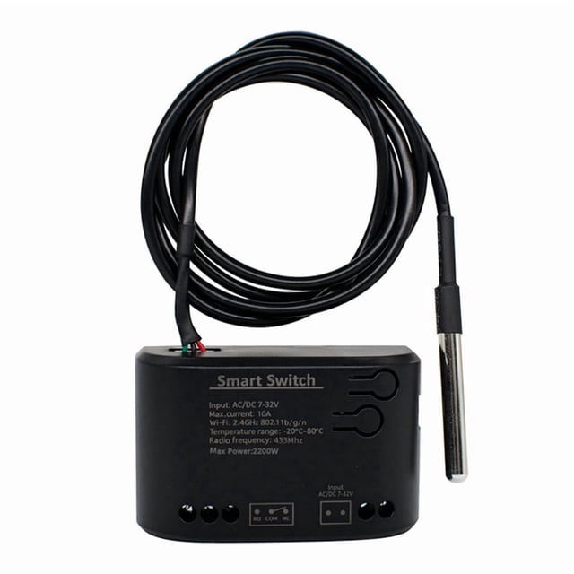 Interruptor de Temperatura Inteligente Tuya Wifi 10A 7-32V Monitor de Potencia con Sonda de Termostato para Acuario Almacén Invernadero