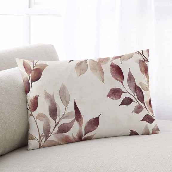 Eucalyptus Leaves Queen Size Pillow Cover, Pillowcase Protectors with Zipper, Breathable Decorative Throw Pillow Case Cover, Brown Spring Botanical Aesthetic Pillow Shams for Couch Sofa 20x30Inch