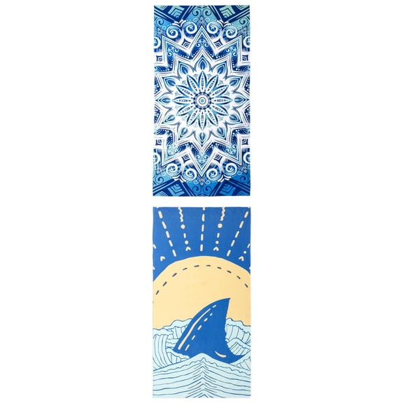 Unique Bargains 2 Pack Absorbent Beach Towel Blue Green/Navy Blue 71" x 35"/63" x 31"
