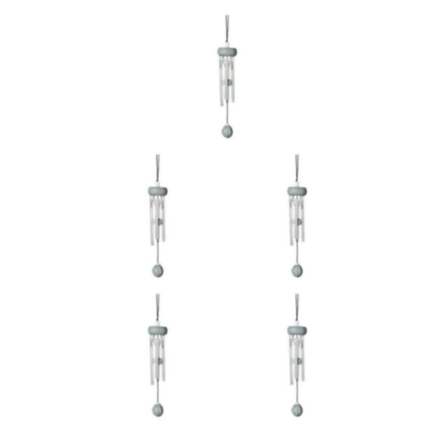 VONKY Wind Chime Pendant Addition To Home Elegant Decoration Small Wind Chimes gray(roundwood) 5Set