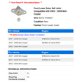 thumbnail image 2 of Front Lower Outer Ball Joint - Compatible with 2002 - 2008 Mini Cooper 2003 2004 2005 2006 2007, 2 of 2