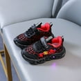 thumbnail image 1 of Zapatillas de deporte informales LED de Disney, zapatos de malla para exteriores para niños, color rojo y negro, antideslizantes, talla 21-30, 1 of 5