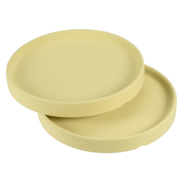 Unique Bargains 6' Ceramic Round Planter Saucer Flower Pot Drip Tray Coaster, Chartreuse 2 Pack