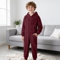 thumbnail image 5 of Boys Hooded Onesie Pajamas Kids Long Sleeve Zip-Front One Piece Fuzzy Sleepwear Jumpsuit with Pockets Winter Warm Loungwear, 5 of 6