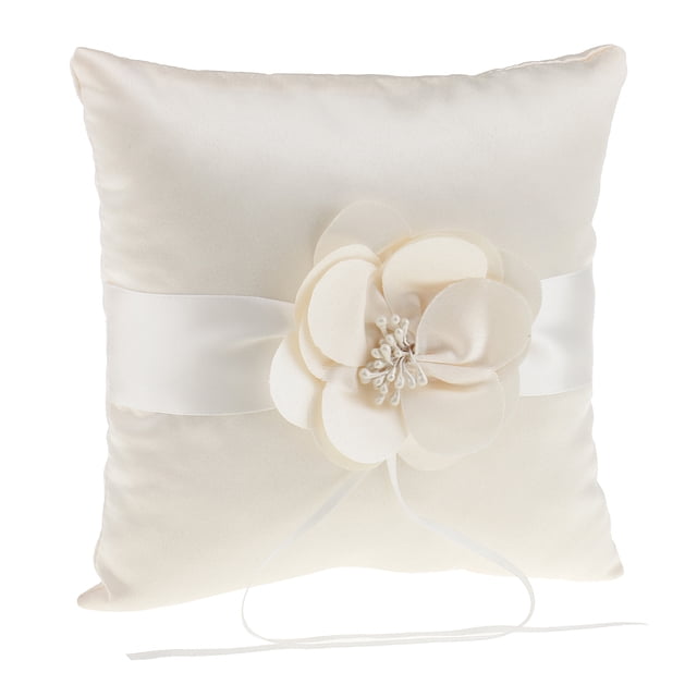 Almohada de anillo Sunnimix Ceremonia De Boda Satin Flor Cojín Champagne