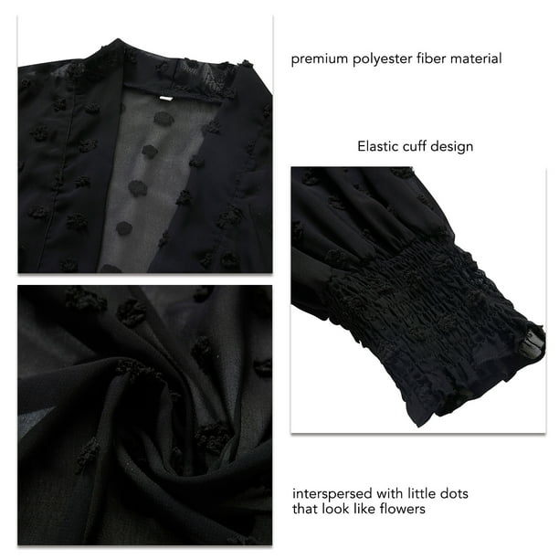 Estink Women s Cardigan Polyester Fiber Open Front Cardigan Machine Washable Open Front For Travel Black L