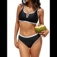 thumbnail image 2 of Trajes de Baño Deportivos para Mujer, Conjuntos de Dos Piezas de Cintura Alta y Corte Alto, Trajes de Baño Deportivos. Negro M, 2 of 10