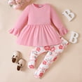 thumbnail image 2 of Gibobby Conjunto de ropa para bebé y niño Niñas Pequeñas Invierno Manga Larga Color Sólido Volantes Estampados De Flores Tops Pantalones 2pcs Trajes Conjuntos Ropa(Rosa, 18-24 Meses), 2 of 4