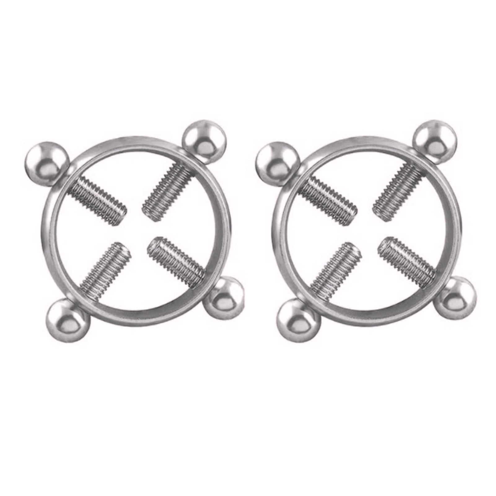 2PC Round Non-Piercing Nipple Ring Shield Clips Adjustable Fake Piercing jewelry 