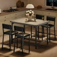 thumbnail image 1 of GloryStar Dining Table Set for 4 w/Counter Height Table & 4 Upholstered Bar Stools, 5-Piece Kitchen Table Set with Footrest & Corner Protector, for Kitchen Room, Apartment, 1 of 8