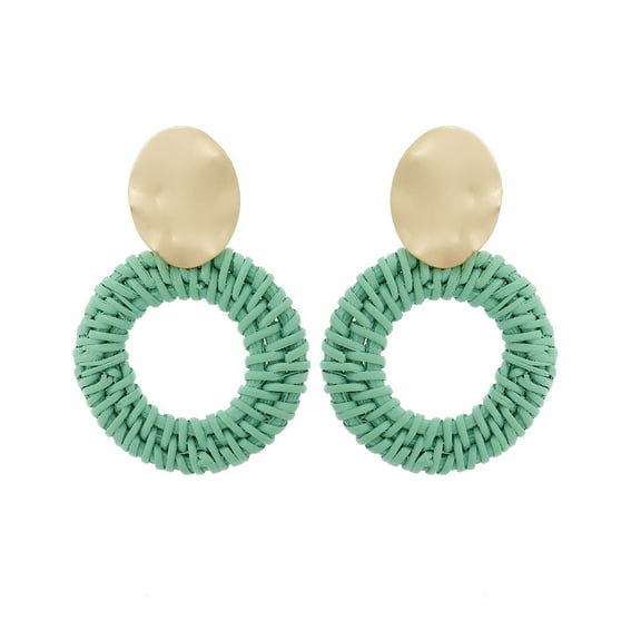 Amrita Singh Laguna Gold-tone Brass and Woven Rattan Drop Earring
