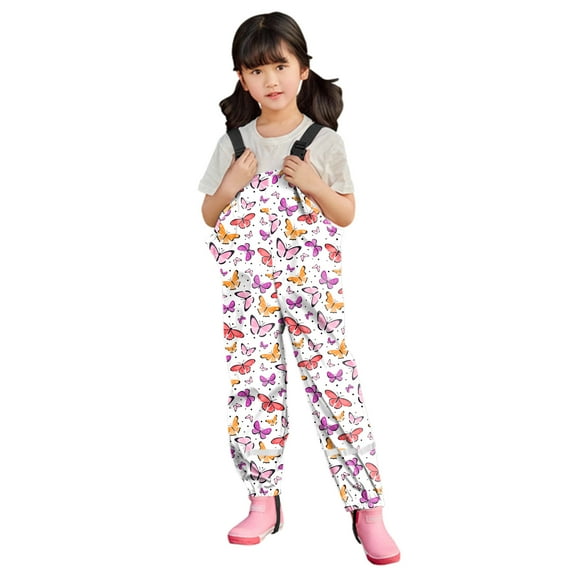 Utlike Kids Rain Pants Toddler Boys Girls Rain Snow Dungarees Windproof Cartoon Printed Jumpsuit With Reflective Stripbreathable Outdoor Overalls Practical Rainy Wear Size 4 Years-5 Years