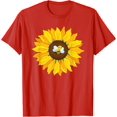 thumbnail image 1 of Cute Bumble Bee Yellow Sunflower Blossom Petal Flower Plant T-Shirt, 1 of 1