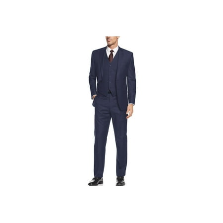 Men's Suit 3-Piece Two Button Blazer Jacket Flat Front Pants