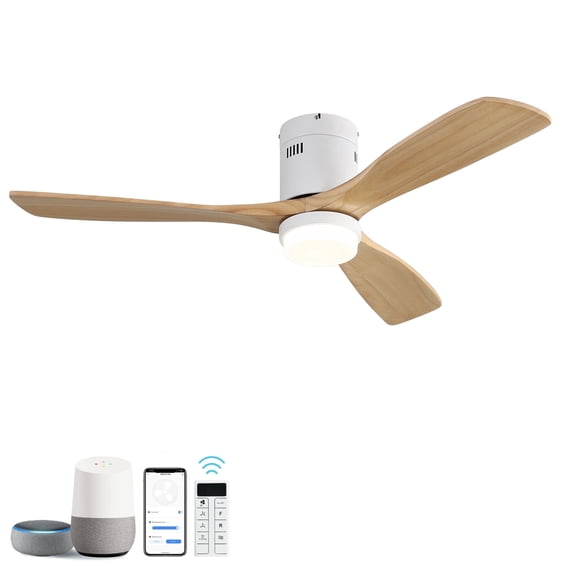 Sofucor 52" Smart Ceiling Fan, Indoor/Outdoor Ceiling Fans with Lights and Remote, Compatible with Alexa/Google/App, 3-Color Light 6-Speed Timing Reversible DC Motor