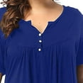 thumbnail image 4 of V-neck Shirt Women's Plus Size Tunic Top Summer Short Sleeve V-neck Button Up Shirt Loose Fit Flowy Blouse for Beach Office Party Wear Women V-neck, 4 of 6