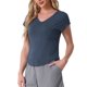 thumbnail image 4 of Camiseta de dormir de mujer INSPIRE CHIC con cuello en V para pijamas y ropa de casa, talla S, azul profundo, 4 of 6