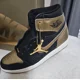 thumbnail image 2 of N I-K-E A i r-Jor-dan 1 High OG Black/ Metallic Gold DZ5485-071, 2 of 6